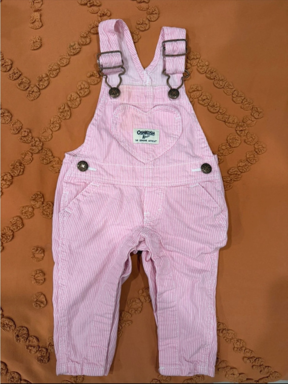 OshKosh B'gosh Light Pink Striped Overalls